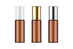 Set Of Amber Biophotonic Cosmetic Bottles, Different Caps Product Image 1