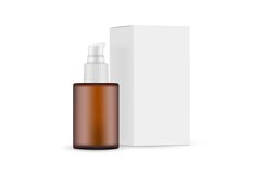 Small Amber Cosmetic Pump Bottle Mockup for Oil or Serum Product Image 1
