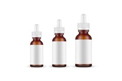 Frosted Dark Glass Dropper Bottles Mockups With Blank Labels Product Image 1