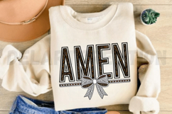 Amen White Lace Bow Sublimation PNG Product Image 3