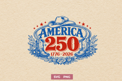 America 250 SVG - USA 250th Anniversary Vintage Western PNG Product Image 1