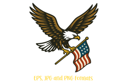 Eagle America and Flag logo slogan Illustration PNG Mascot Product Image 1