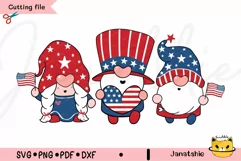 Three gnome 4th of july svg, Patriotic Gnomes Independence D Product Image 1