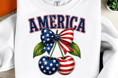 America Cherry Bow 4th Of July Patriotic Design Product Image 1