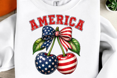 America Cherry Bow 4th Of July Patriotic Design Product Image 1