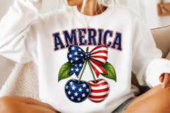 America Cherry Bow 4th Of July Patriotic Design Product Image 2