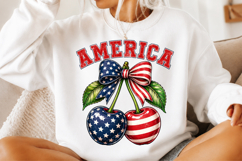 America Cherry Bow 4th Of July Patriotic Design Product Image 2