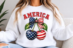 America Cherry Bow 4th Of July Patriotic Design Product Image 3