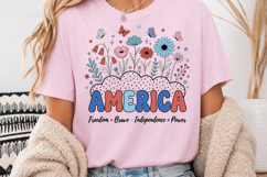 America Fourth of July PNG, Patriotic Wildflower Sublimation Product Image 2
