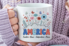 America Fourth of July PNG, Patriotic Wildflower Sublimation Product Image 3