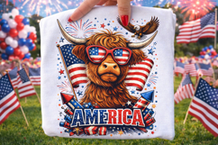 4th Of July Highland Cow PNG, Patriotic PNG, America USA PNG Product Image 3