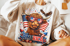 4th Of July Highland Cow PNG, Patriotic PNG, America USA PNG Product Image 1