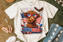 4th Of July Highland Cow PNG, Patriotic PNG, America USA PNG Product Image 5