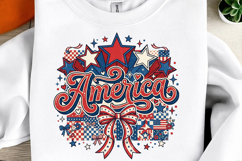 America PNG, Patriotic Red Blue Stars Bows Product Image 1