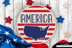 America SVG, 4th Of July Round Sign SVG Design Product Image 1