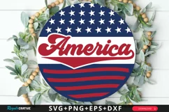 America SVG, 4th Of July Round Sign SVG Design Product Image 1