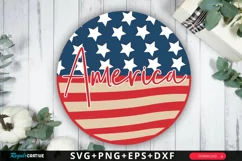 America SVG, 4th Of July Round Sign SVG Design Product Image 1