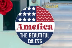 America The Beautiful SVG, 4th Of July Round Sign SVG Design Product Image 2