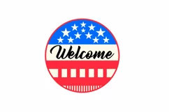 America Welcome Round Home Decor Sign Laser Cut SVG Design Product Image 2