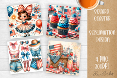 4 of July Patriotic glasses American Flag Coaster Product Image 1