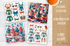 4 of July Patriotic glasses American Flag Coaster Product Image 1