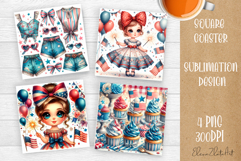 4 of July Patriotic glasses American Flag Coaster Product Image 1