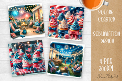 4 of July Patriotic glasses American Flag Coaster Product Image 1