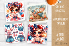 4 of July Patriotic glasses American Flag Coaster Product Image 1