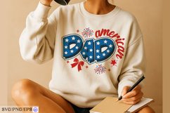 4th of July American Dad Hand-drawn PNG SVG T-shirt Design Product Image 3