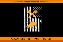 American Deer Flag Hunting Axe SVG Design Product Image 1