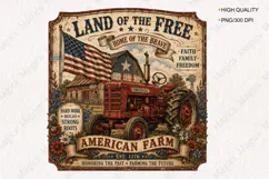 American Farm Tractor Vintage Patriotic Sign PNG Product Image 1