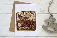American Farm Tractor Vintage Patriotic Sign PNG Product Image 3