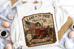 American Farm Tractor Vintage Patriotic Sign PNG Product Image 5