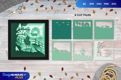 3D Papercut of Peaceful Ranch View with a Man Riding a Horse Product Image 1