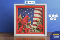 Land of the Free 3D SVG - Cardinal 3D Shadow Box Product Image 1