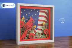 Land of the Free 3D SVG - Cardinal 3D Shadow Box Product Image 2