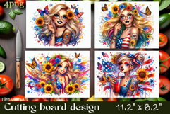 Cutting board design with the American flag of the USA. Sunf Product Image 1