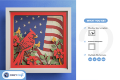 Land of the Free 3D SVG - Cardinal 3D Shadow Box Product Image 3