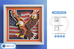 Bald Eagle Freedom Shadow Box SVG Product Image 3