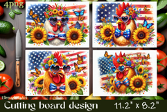 Cutting board design with the American flag of the USA. cock Product Image 1