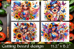 Cutting board design with the American flag of the USA. Sunf Product Image 1