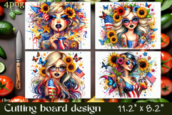 Cutting board design with the American flag of the USA. Sunf Product Image 1