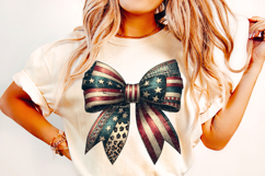 American Flag Coquette Bow PNG, 4th Of July PNG, Patriotic Product Image 1