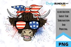 4th Of July Sublimation Design - Cow Sublimation PNG Product Image 1