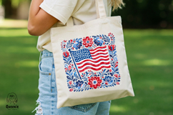 Patriotic American Flag Folk Art PNG 4th of July Floral Product Image 2