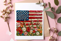 American Flag Floral PNG, Patriotic Wildflower USA Flag Product Image 2