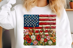 American Flag Floral PNG, Patriotic Wildflower USA Flag Product Image 3
