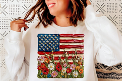 American Flag Floral PNG, Patriotic Wildflower USA Flag Product Image 4