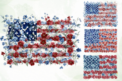 American Flag Flowers Clipart Product Image 1