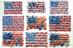 American Flag Flowers Clipart Product Image 7